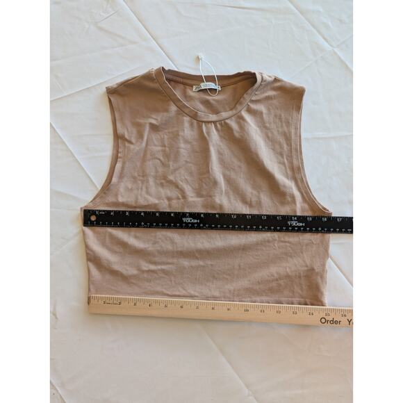 Zara Tan Sleeveless Crop Top xl NWOT Boho Monochromatic Form Fitting - Picture 2 of 5